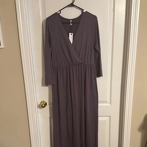 Mother Bee Maternity 3/4 Sleeve Purple Dress